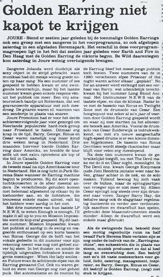 1984-06-00 Golden Earring niet kapot te krijgen show review June 1984